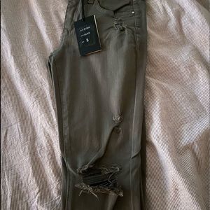 Olive green skinny jeans